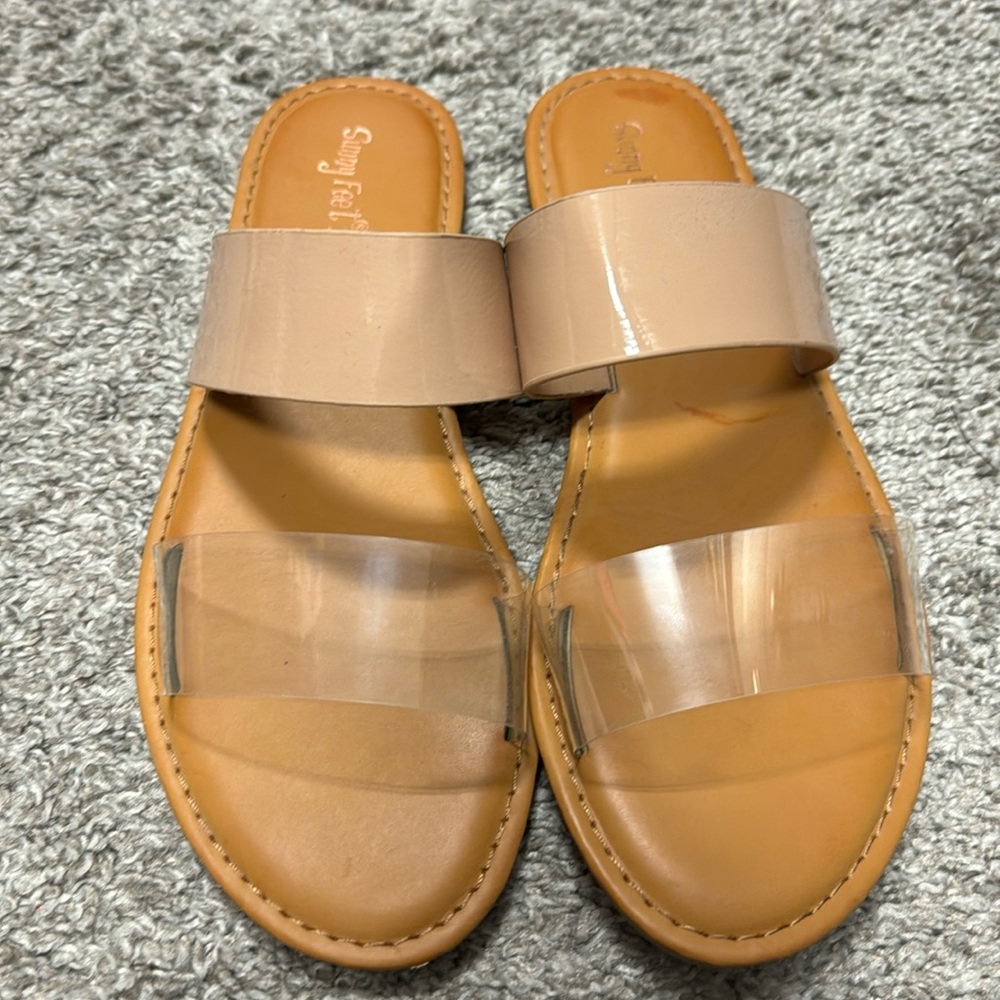 Clear and nude sandals